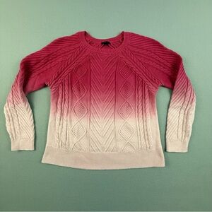 Talbots Sweater Women’s Medium Cable Knit Crew Neck Long Sleeve Pink Ombré